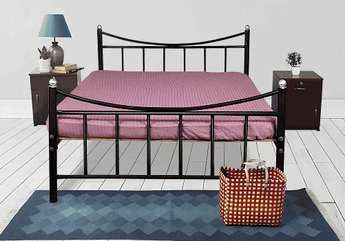 Wrought Iron Double Bed, Mattress and Bedside Table Combo